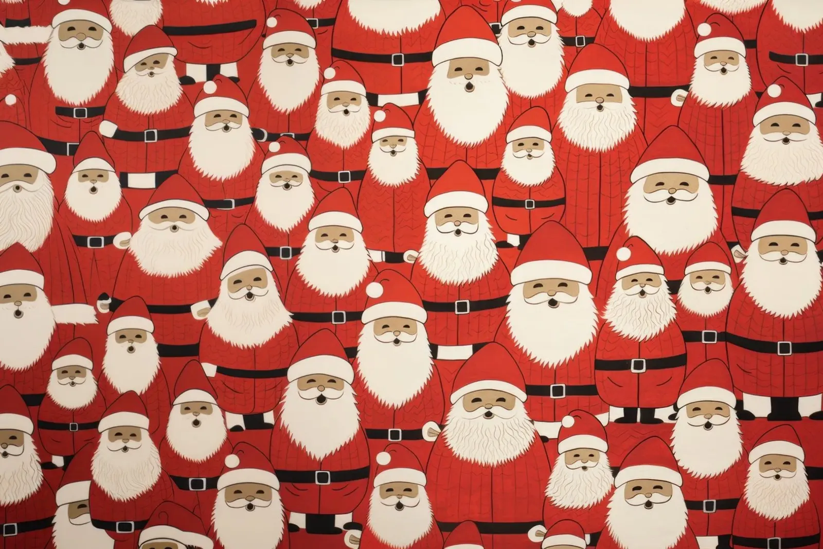 Santa Claus Christmas Repeating Pattern Art Print canvas with Floater frame by NorwesClub