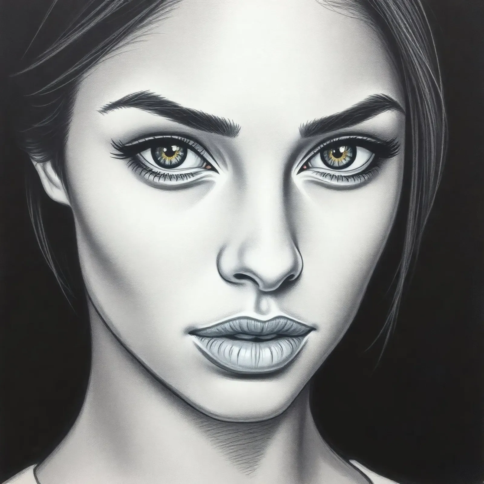 Close-up of a woman with striking features and captivating poster by DesignDoodle