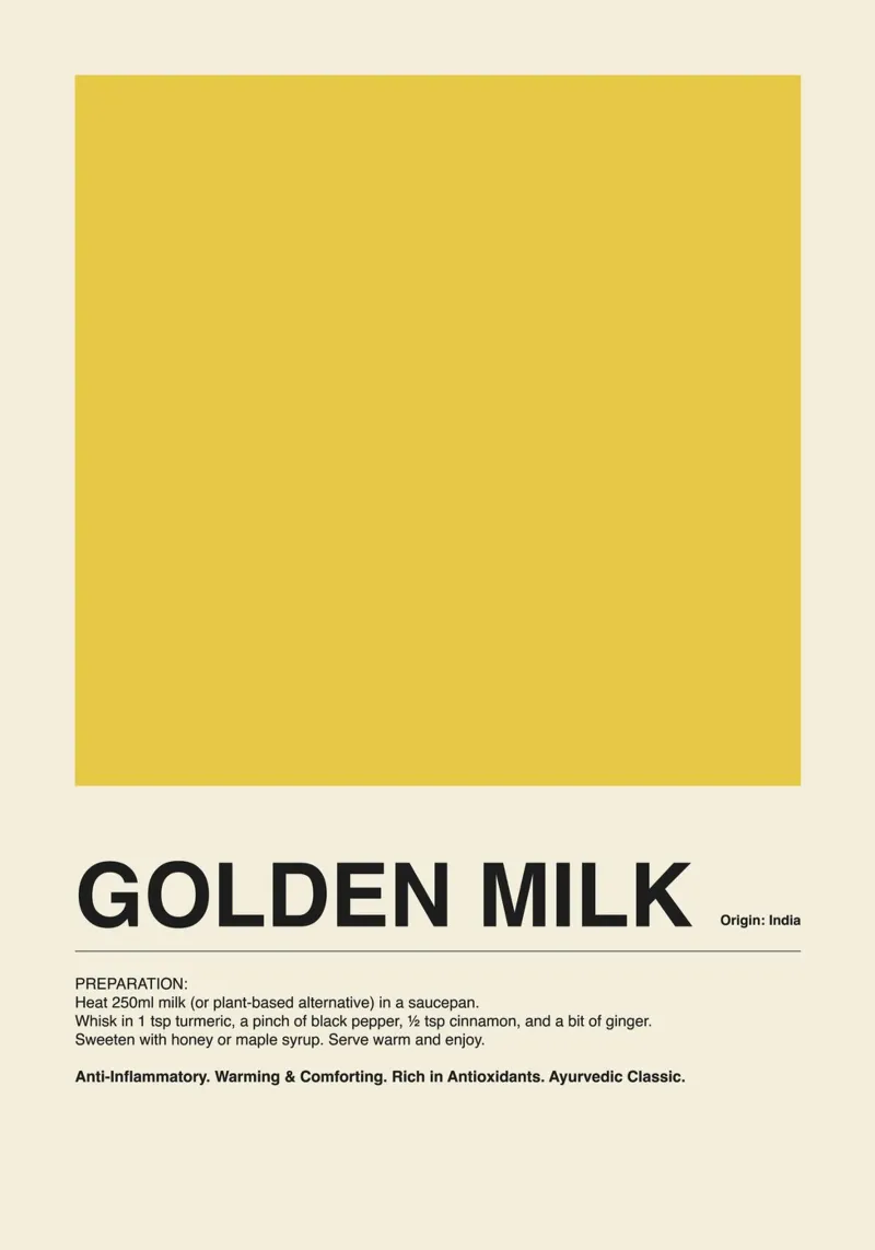 Golden Milk Drink poster con telaio in plastica da ni-ja artboutique
