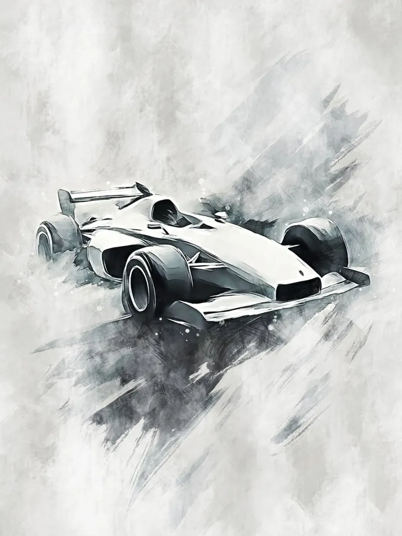 Formula one Car Racing art poster con telaio in legno da Mateo