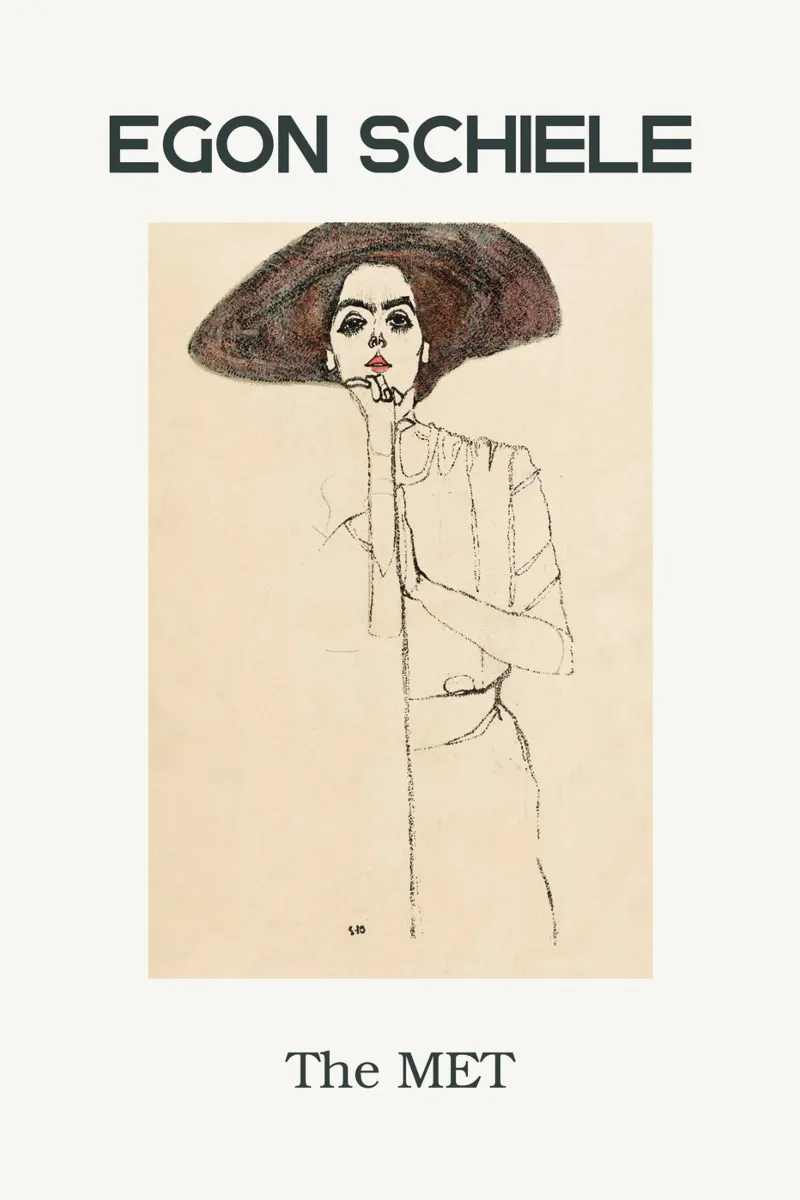 Egon Schiele - Print of a Woman poster con telaio in legno da Second Canvas