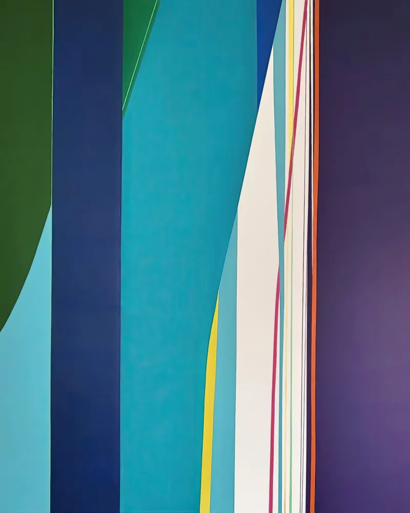 Géométrie verticale colorée avec des bandes bleues, vertes et violettes hahnemühle de Artbyvo