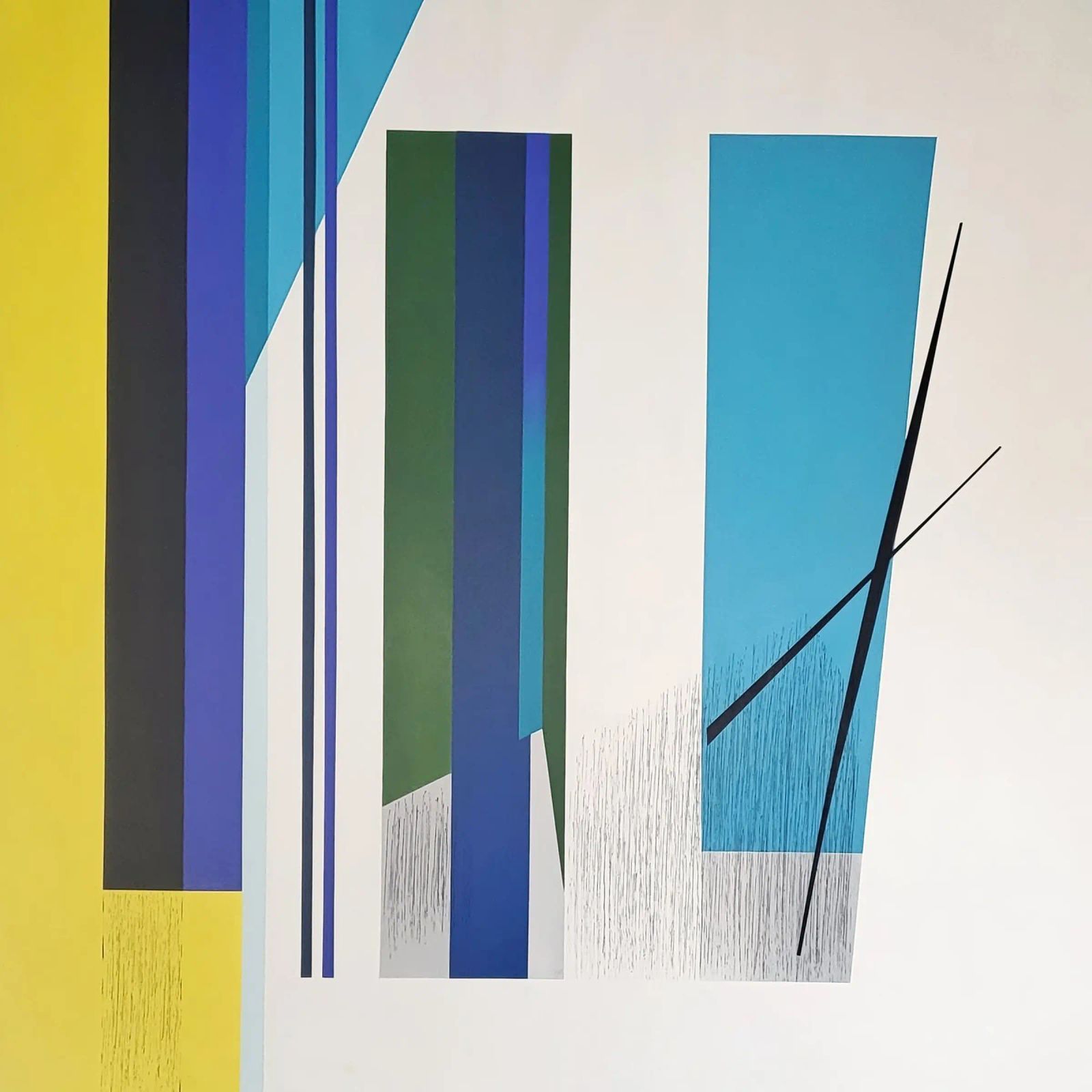 Astrazione architettonica con colonne blu e gialle pannello forex da Artbyvo