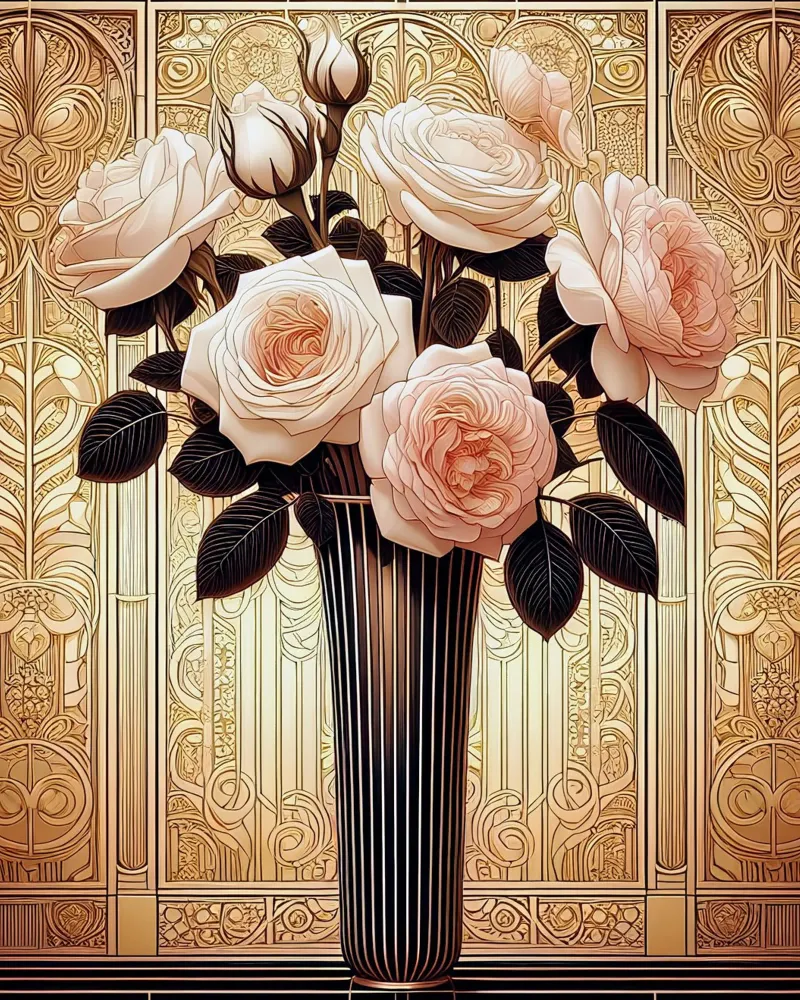 Rose in un vaso sottile alluminio dibond da Art-Nouveau-Dsg