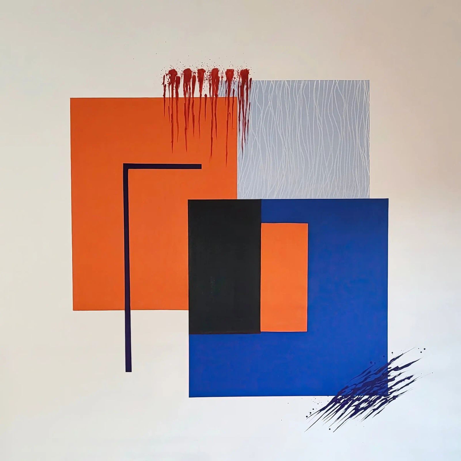 Astratto geometrico con accenti arancioni e blu pannello forex da Artbyvo