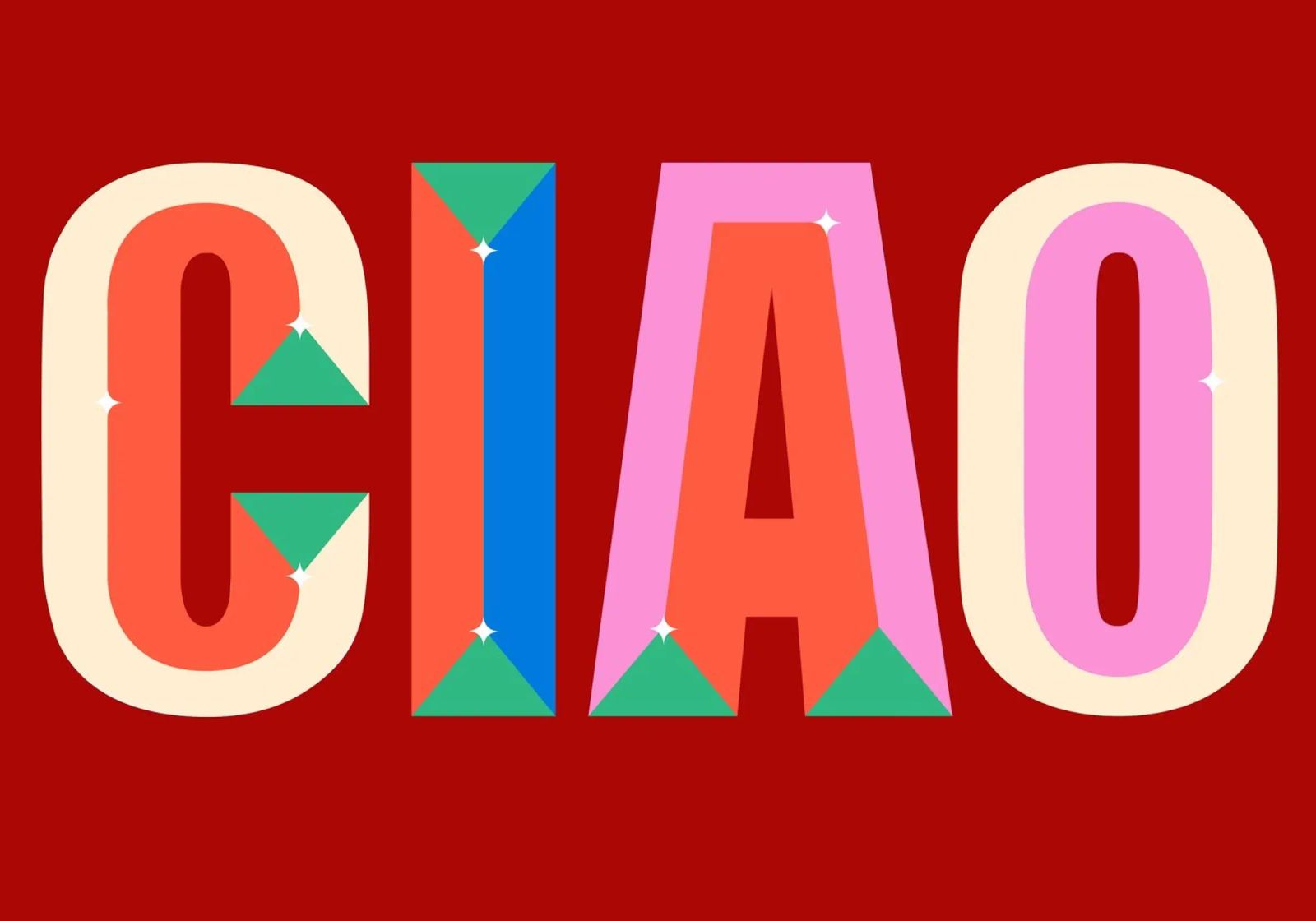 CIAO Text Art Bold Colorful Graphic Art Print canvas by NorwesClub