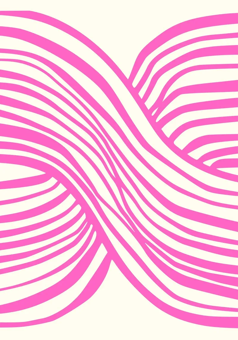 Wavy Lines Pattern Abstract Pink Graphic Art Print canvas by NorwesClub