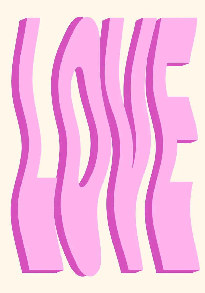 LOVE Wavy Text Abstract Typography Art Print hahnemühle by NorwesClub