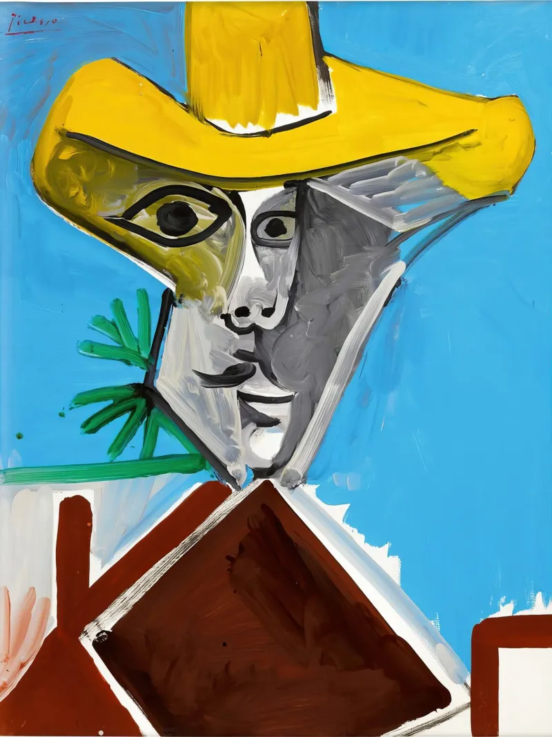 Picasso Man Bust Print | Post-Cubist Expressionism canvas by NorwesClub