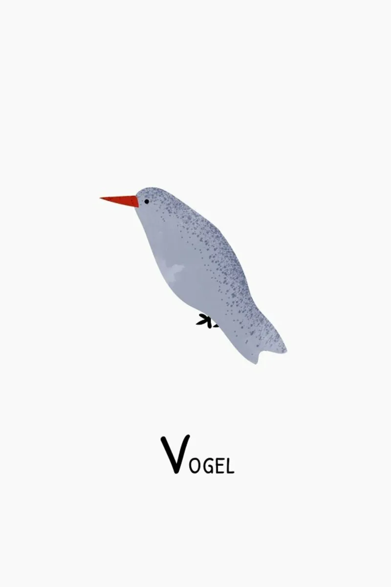 Vogel poster con telaio in legno da Little Flourishes