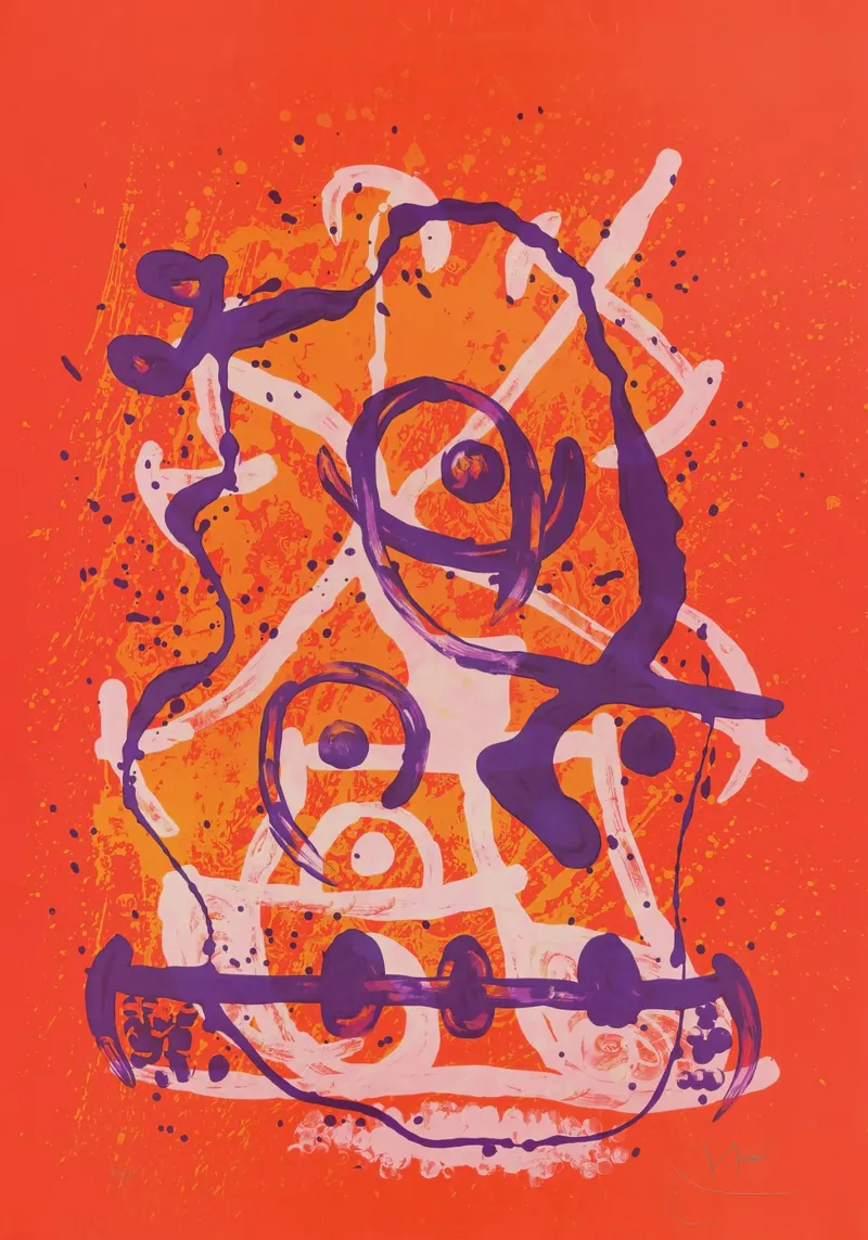 Miró Red Violet Ride | Arte espressionista astratta pannello forex da NorwesClub