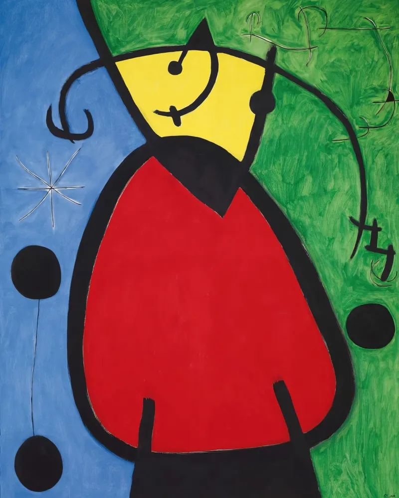 Joan Miró Donna e uccelli | Arte astratta surreale pellicola backlit da NorwesClub