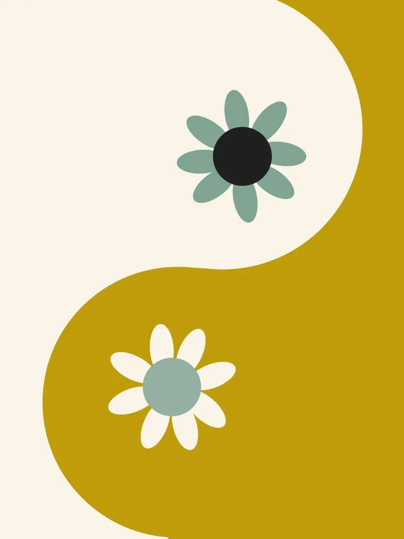 Yin Yang floral - earthy tela con Cornice a cassetta da Gale Switzer