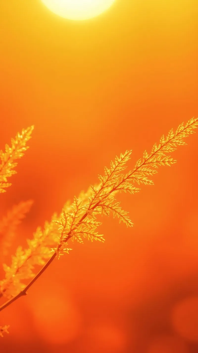 Vibrant golden background with delicate foliage illuminated canvas by DesignDoodle