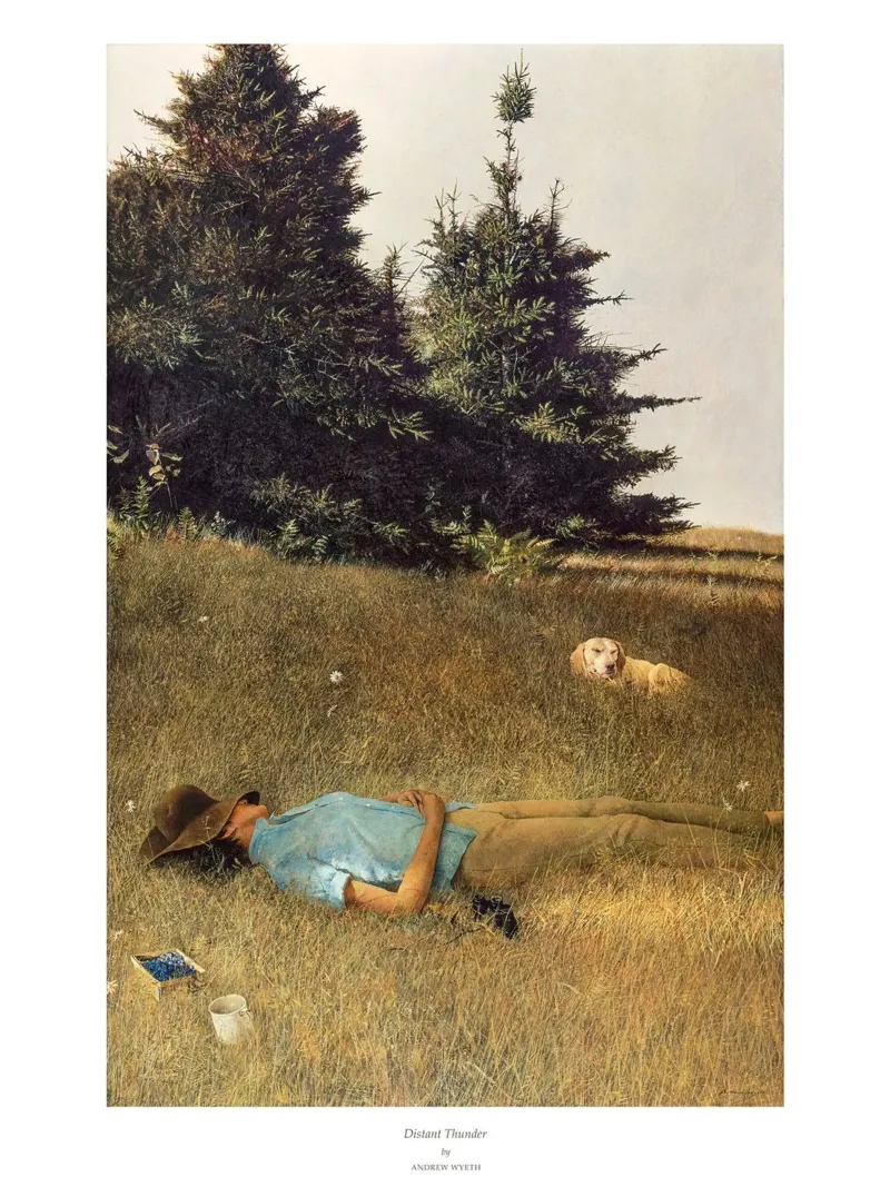 Andrew Wyeth Entfernter Donner Poster Poster mit Kunststoffrahmen von Classicprint