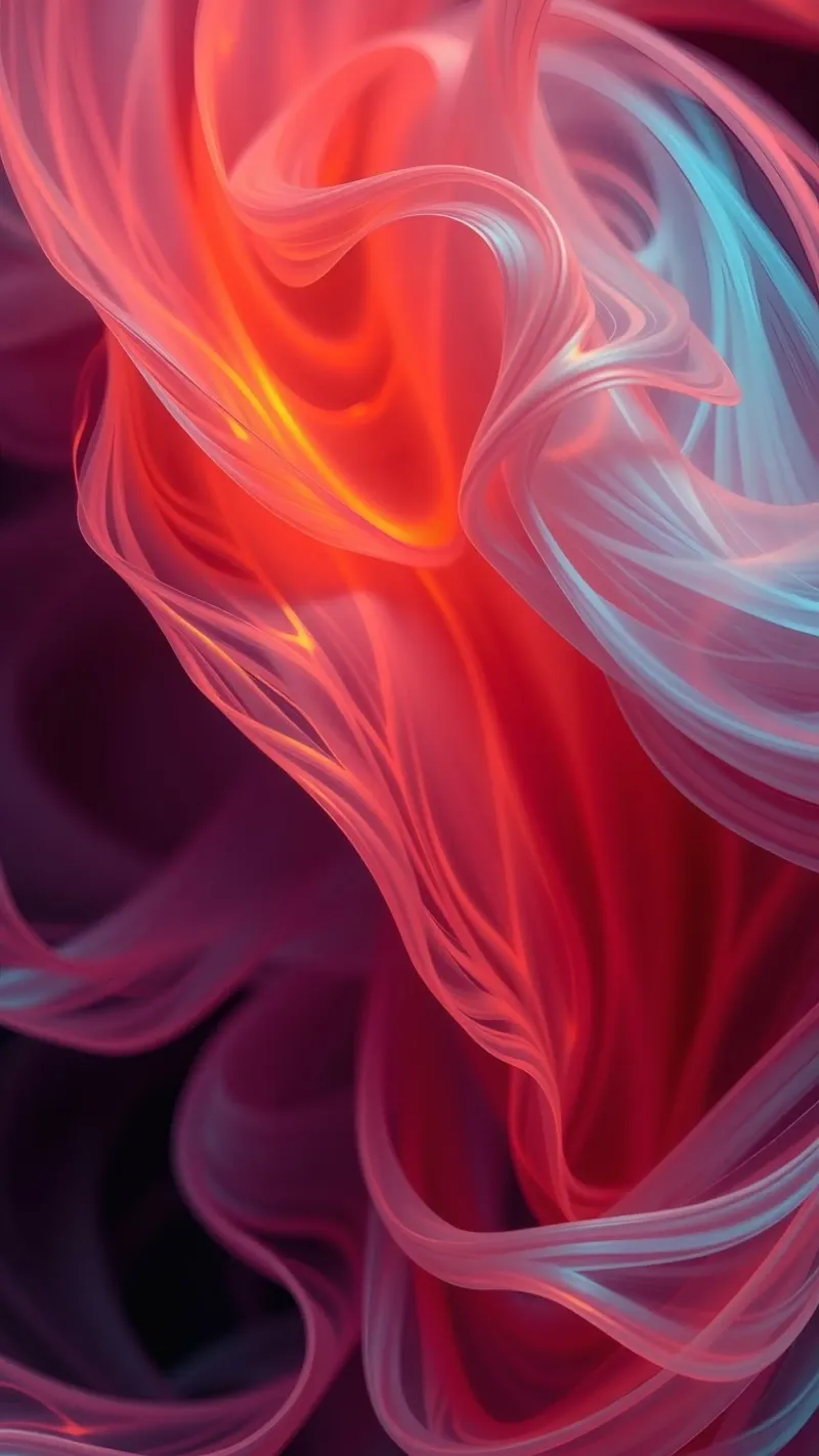 carta da parati con onde fluenti di colore rosso e blu pellicola backlit da DesignDoodle