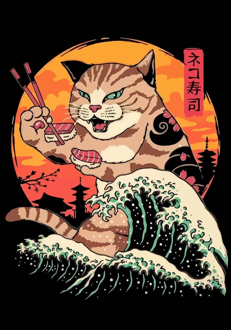 Sushi Cat Wave pellicola backlit da Margaret Marie Ostrout