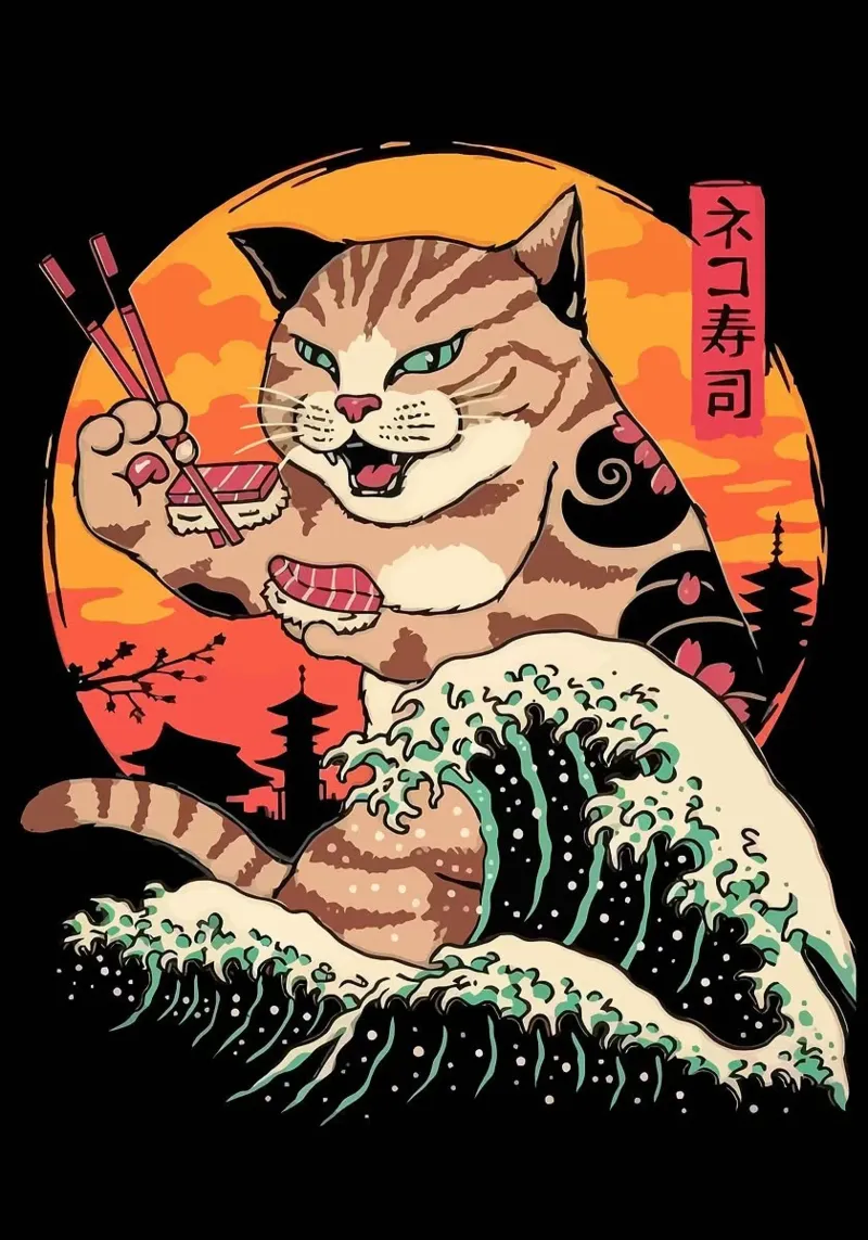 Sushi Cat Wave carta hahnemühle da Margaret Marie Ostrout