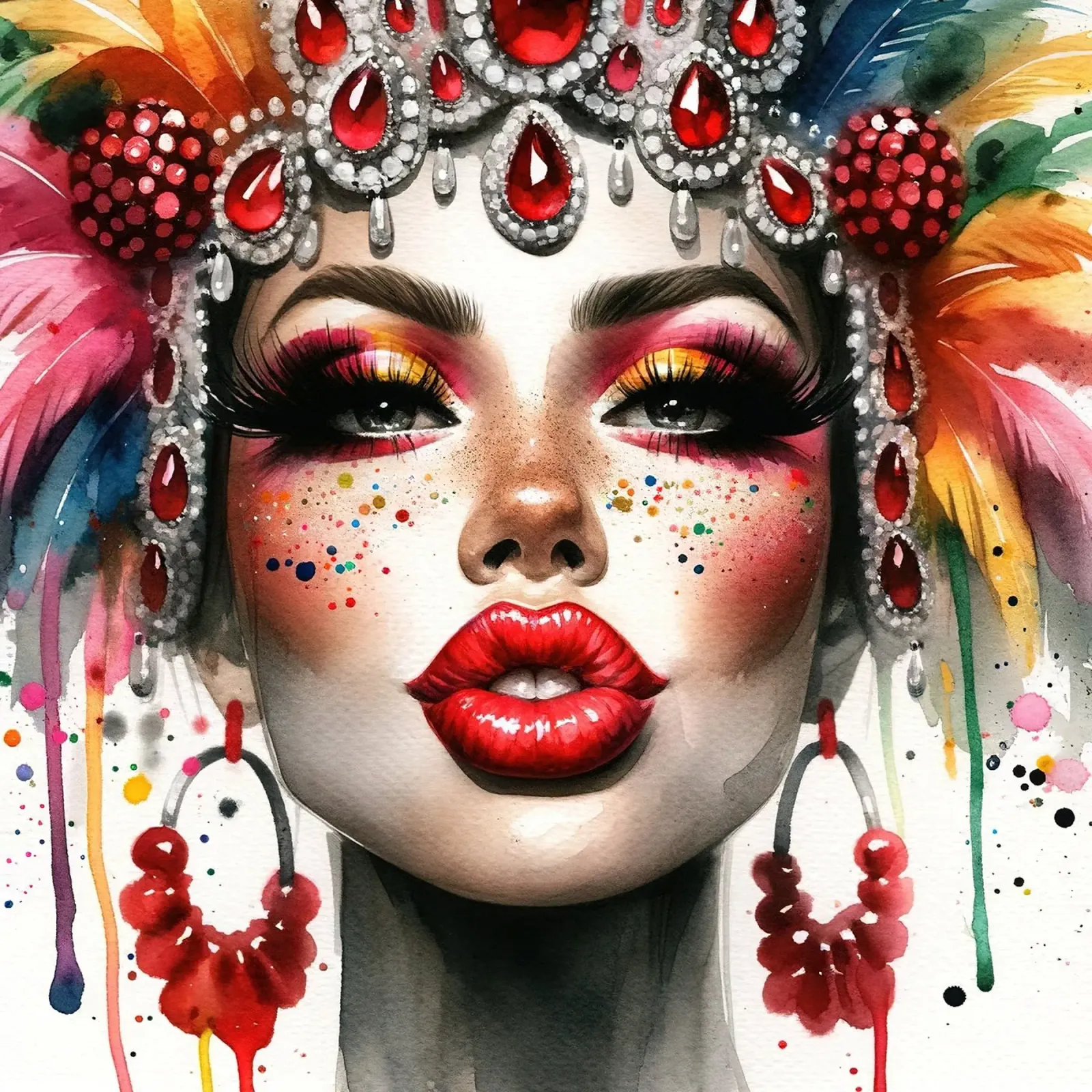 Musa del Carnevale di Rio poster con telaio in legno da Chromatic Fusion Studio