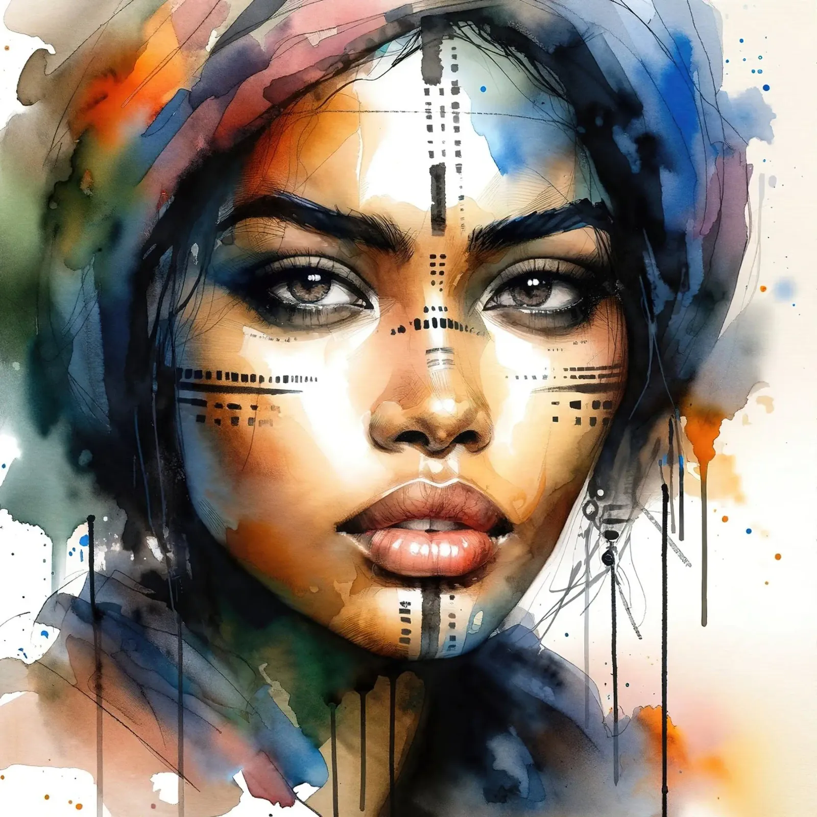 Ritratto di musa tribale tela da Chromatic Fusion Studio