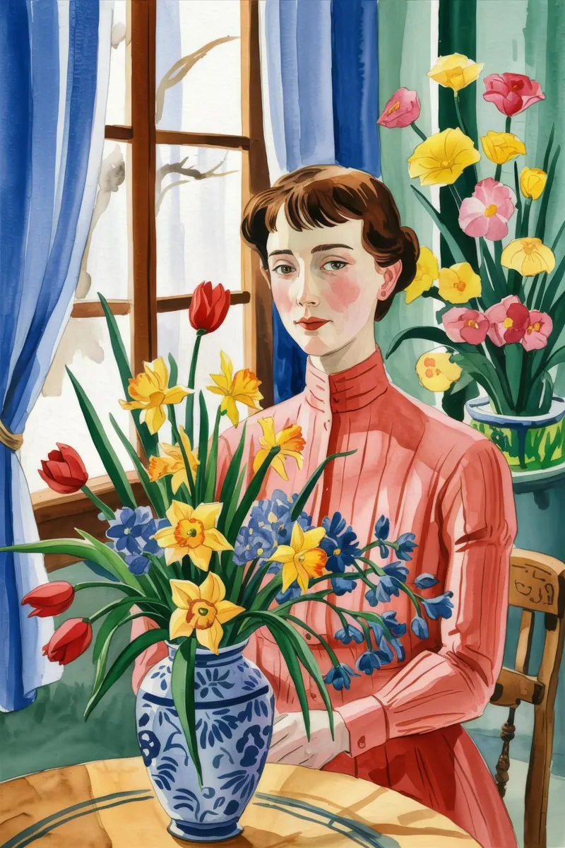 Bloemrijke elegantie canvas met Baklijst van Murni Strokes