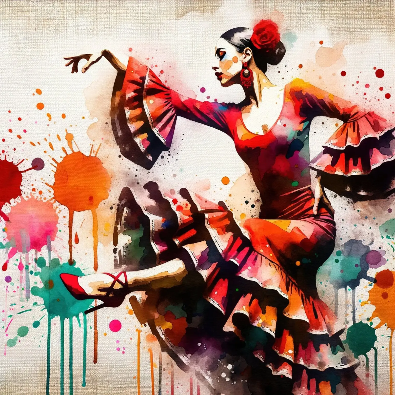 Watercolor Flamenco Dancer poster da Chromatic Fusion Studio