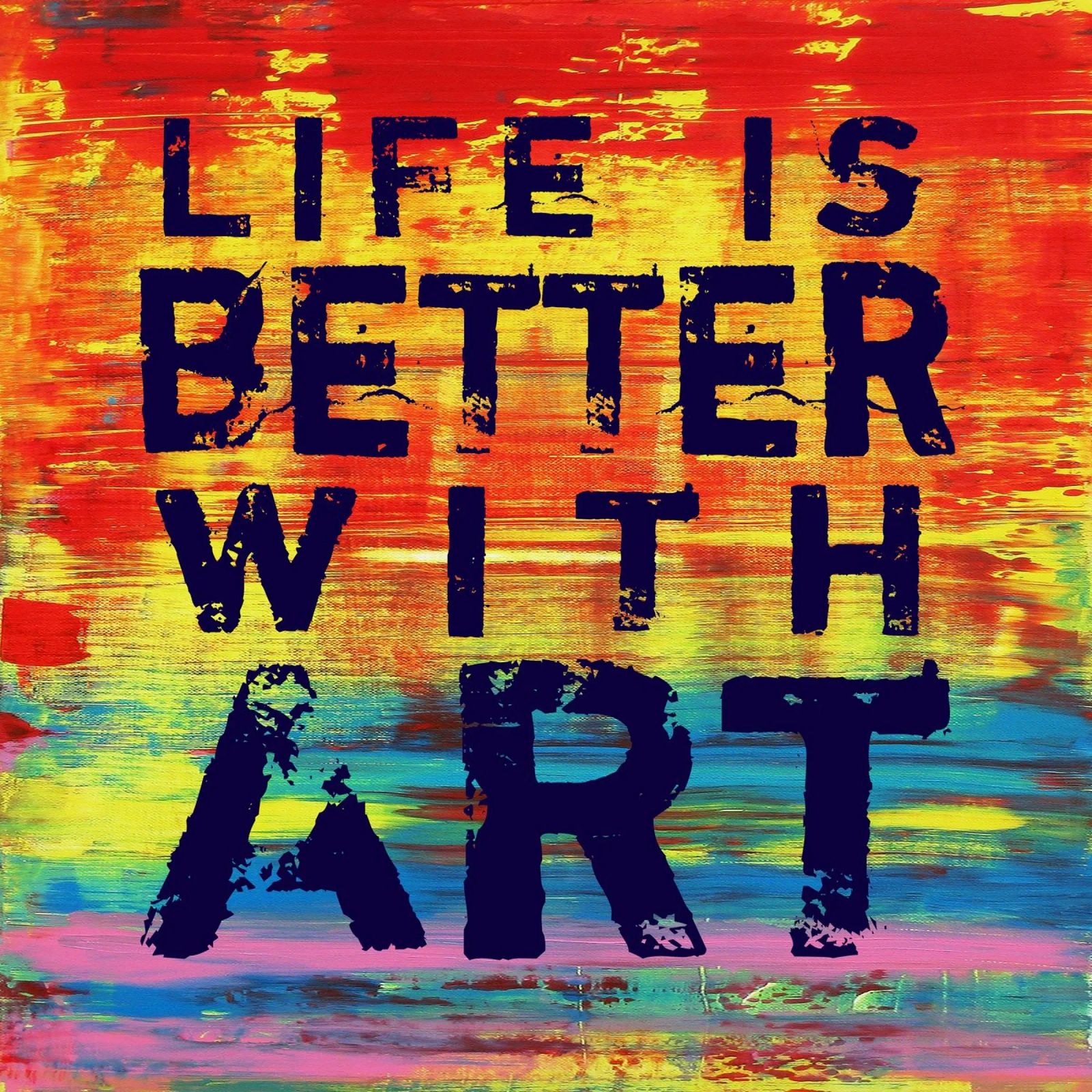 'Life is Better with Art' Farbenfrohe abstrakte Kunst canvas by Petra Lang