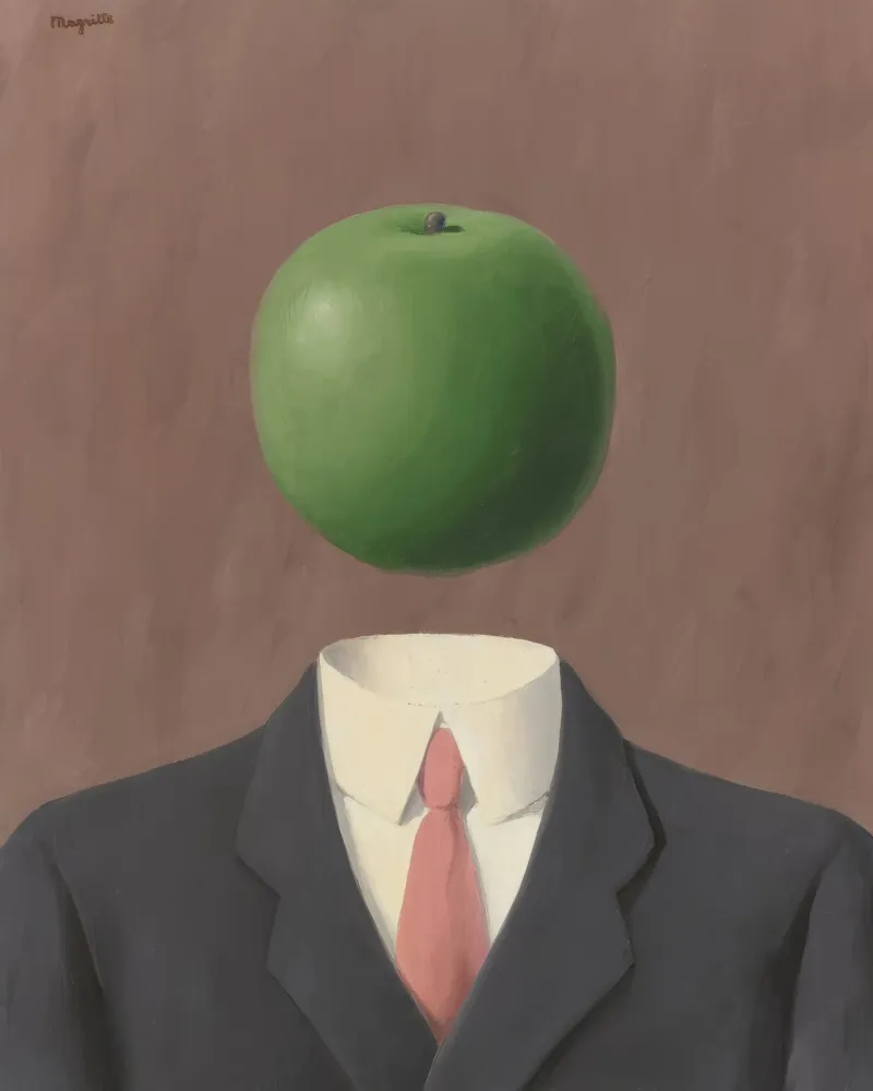 Magritte Man with Apple | Iconic Surrealist Art canvas with Floater frame by NorwesClub