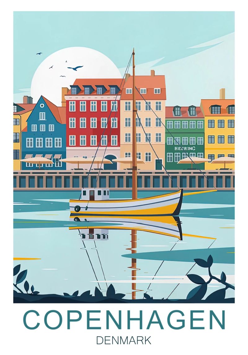 Copenhagen Vintage travel - Denmark poster by Liliestudio