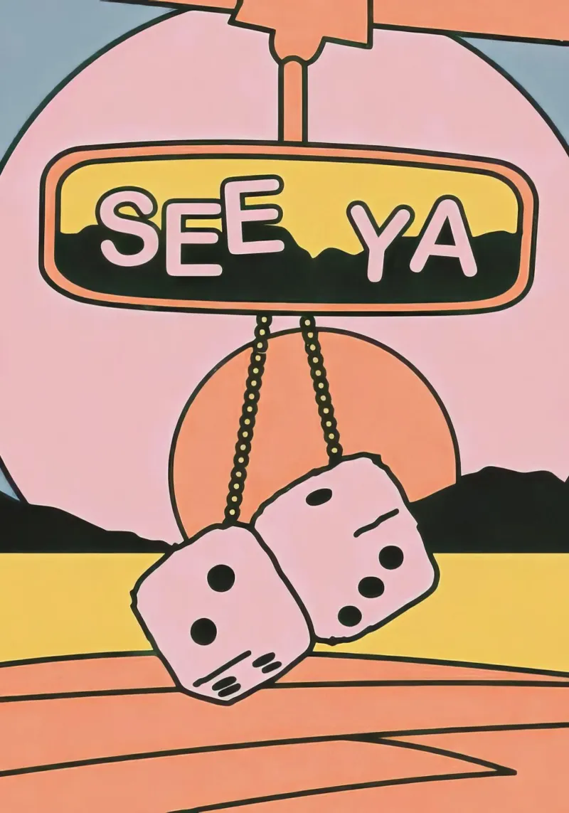 Retro See Ya Dice Art | Stampa estetica di metà secolo carta hahnemühle da NorwesClub
