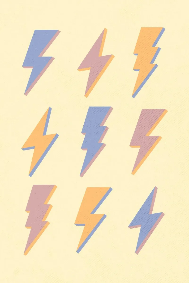 Pastel Lightning Bolts Print | Arte Gráfico Retro hahnemühle de NorwesClub