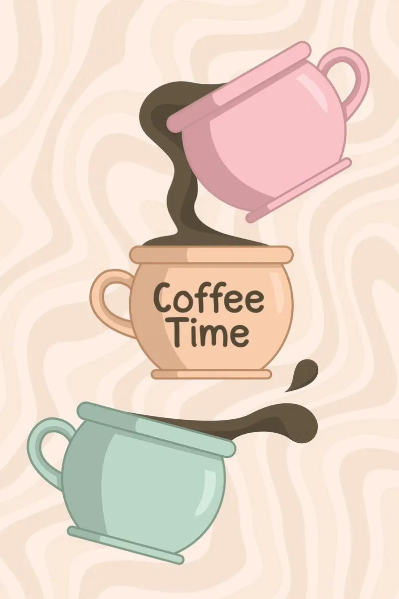 Coffee Time Grafikdruck | Skurrile Kaffeekunst Poster von NorwesClub