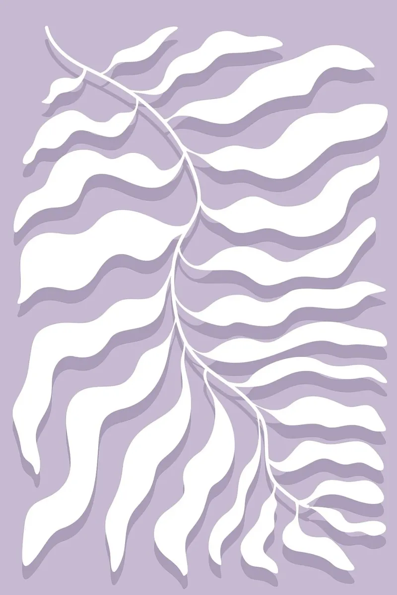 Minimalistischer Bio-Zweig | Lila Ästhetik Druck Poster mit Holzrahmen von NorwesClub