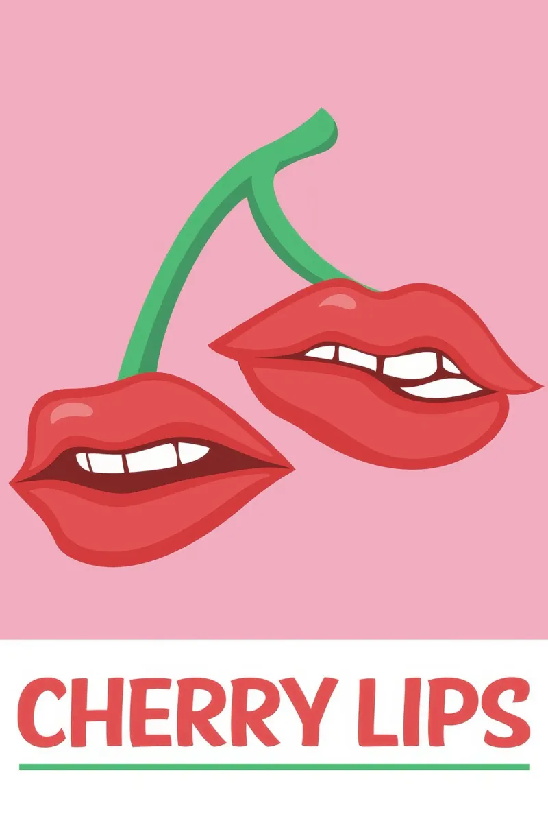 Kersen lippen grafische print | Esthetische Pop Art stijl canvas met Baklijst van NorwesClub