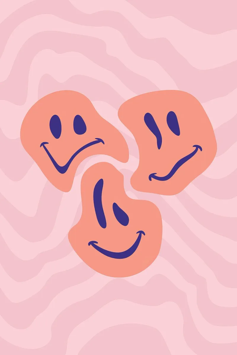 Aesthetic Wavy Smiley Faces | Abstract Graphic Art alu-dibond by NorwesClub