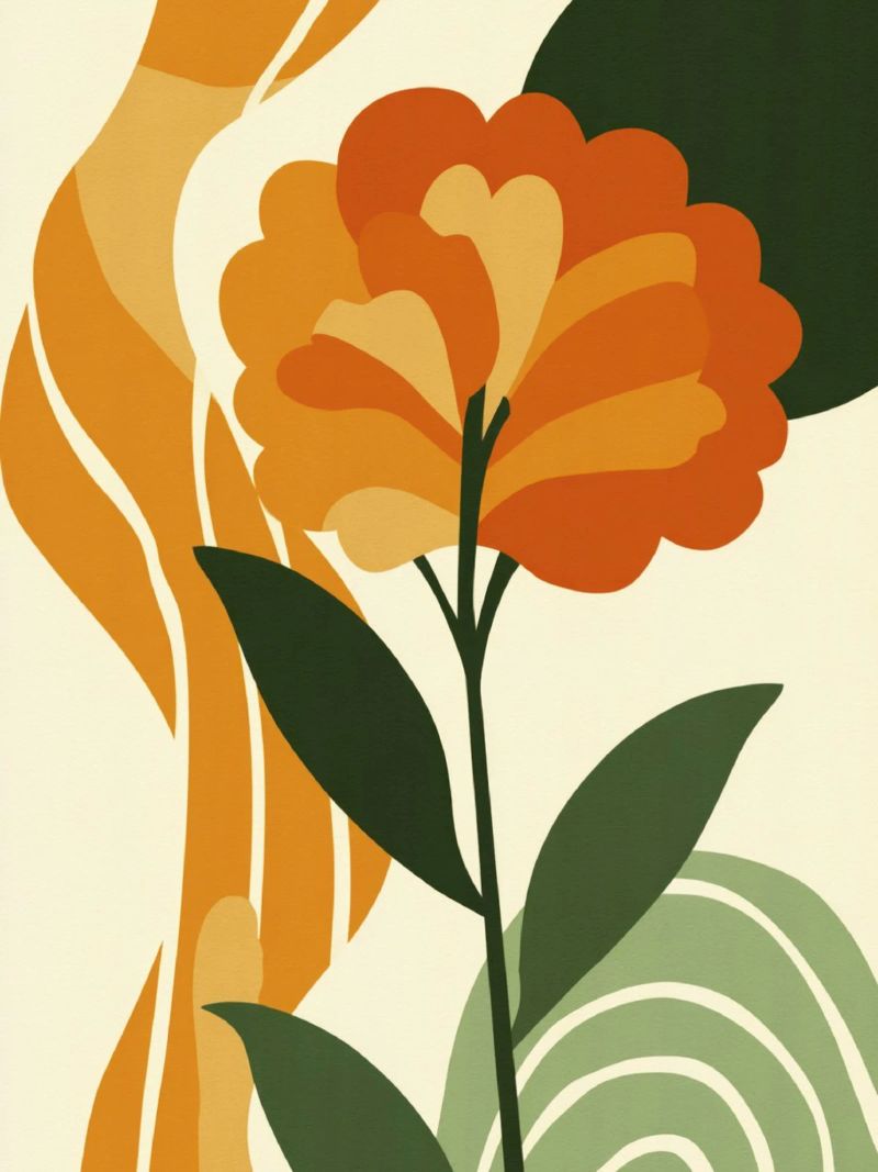 Einzelne Blume Ausschnitt mit grünen Regenbogen abstrakten Hintergrund Leinwand von Modern Muse