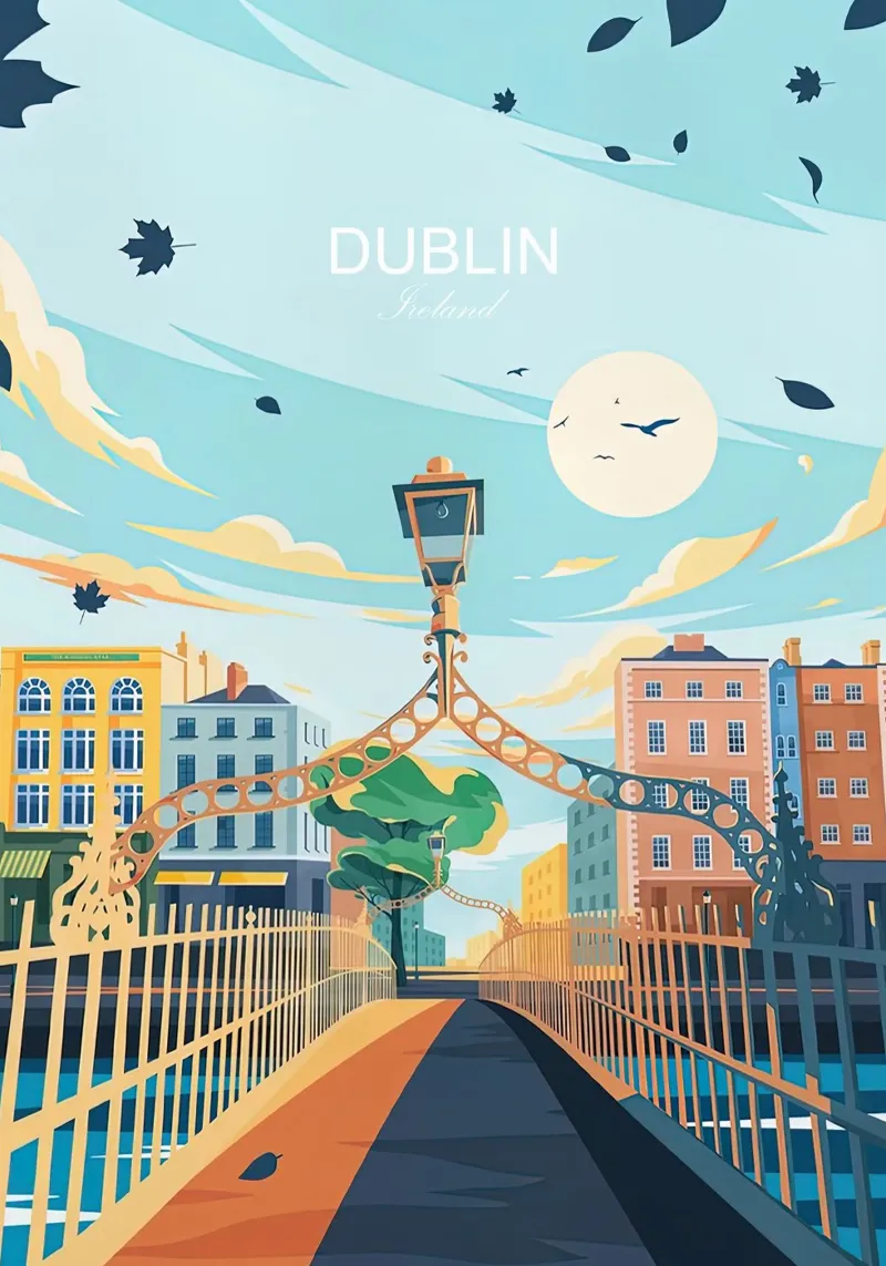 Dublin traditionele reizen - Ierland canvas met Baklijst van Liliestudio