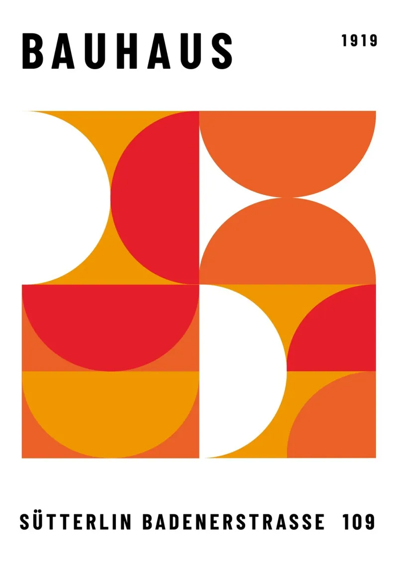 Bauhaus Geometrische Print | Levendig Abstract Ontwerp hahnemühle van NorwesClub