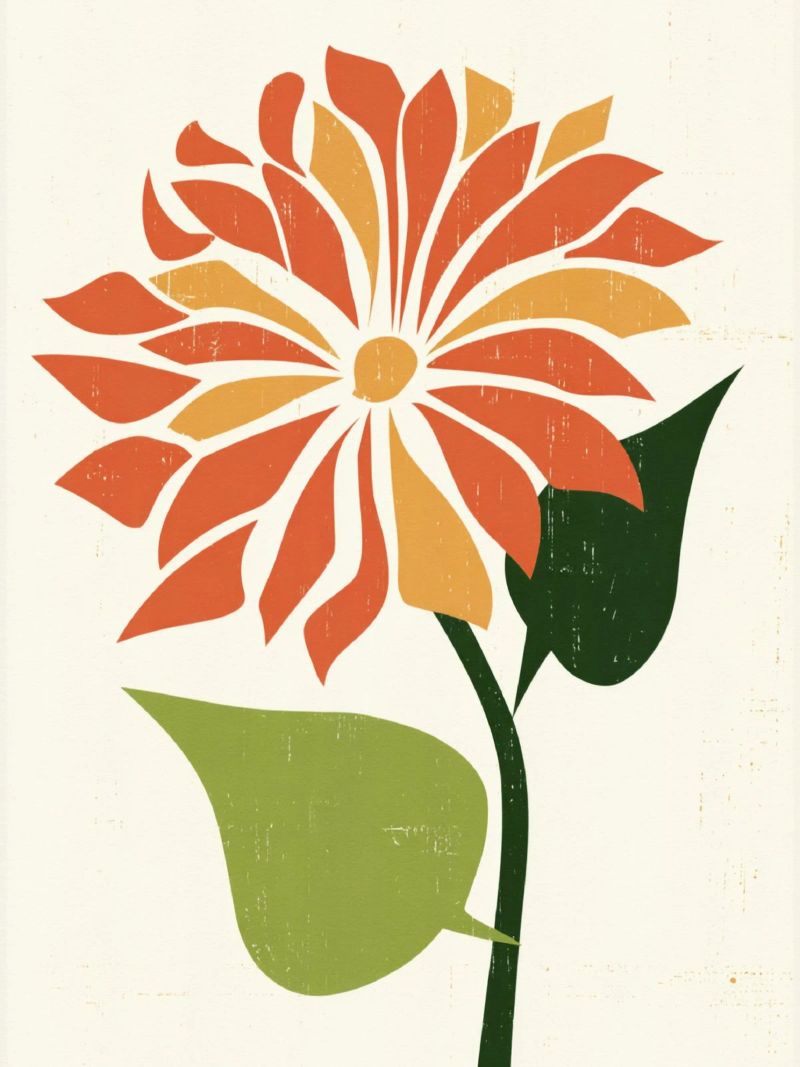 Abstract Daisy Shape with Orange and Yellow Petals poster by Modern Muse