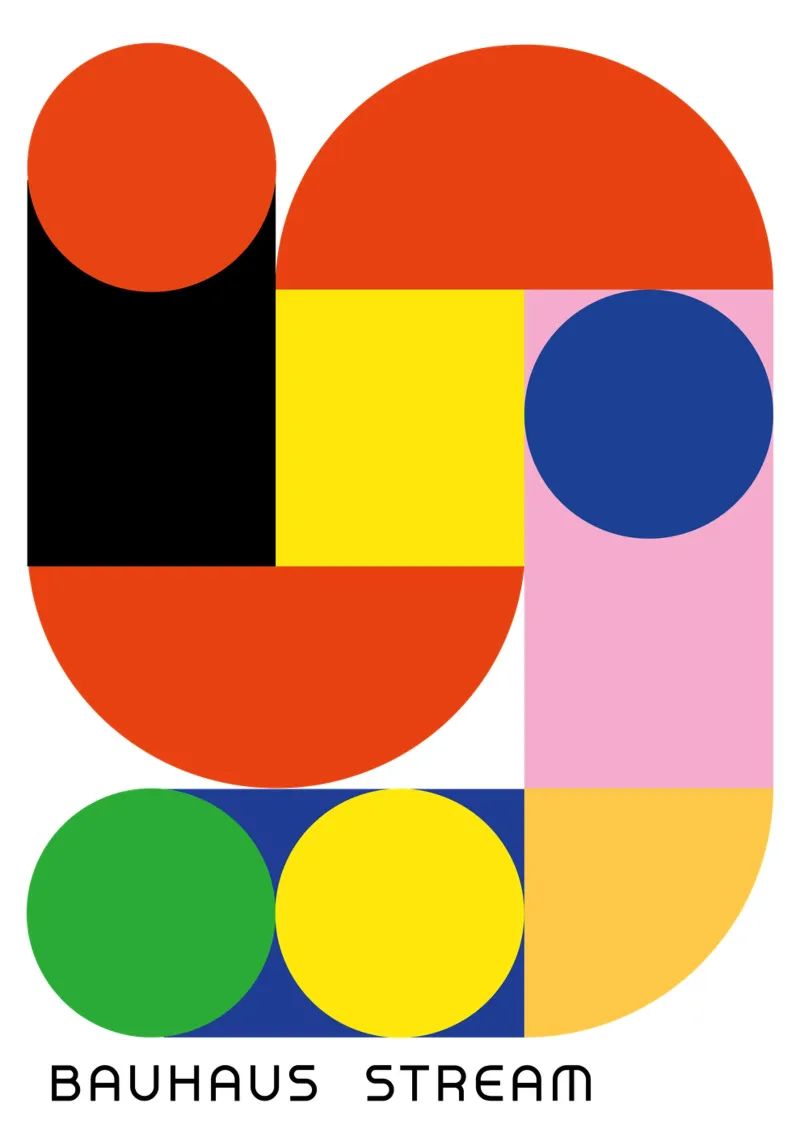 Bauhaus Stream Print | Geometrisch Abstract Ontwerp hahnemühle van NorwesClub