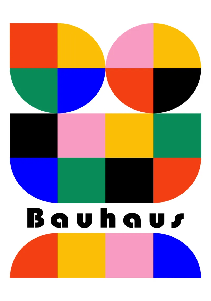 Bauhaus Geometric Shapes Color Block Art Print metacrilato de NorwesClub