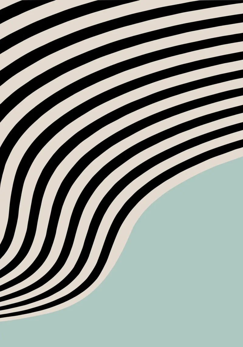 Abstract Waves Stripes Teal Blue Wall Art Print hahnemühle by NorwesClub
