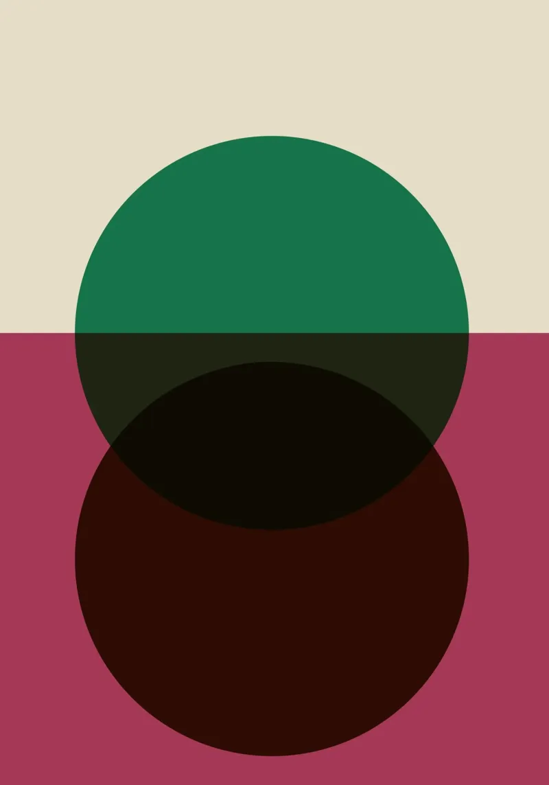 HAMJAM Abstracte Cirkels Groen Bourgondië Muurprint canvas van NorwesClub