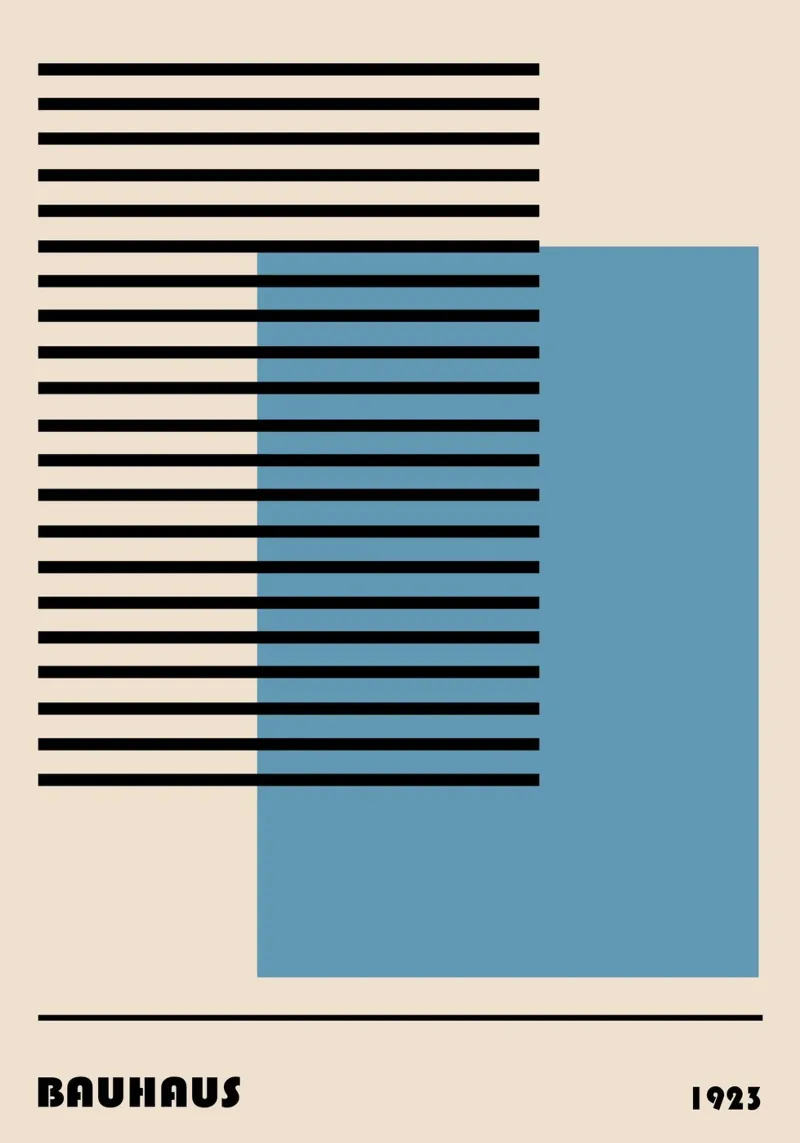 Poster Bauhaus 1923 Strisce geometriche blu carta hahnemühle da NorwesClub