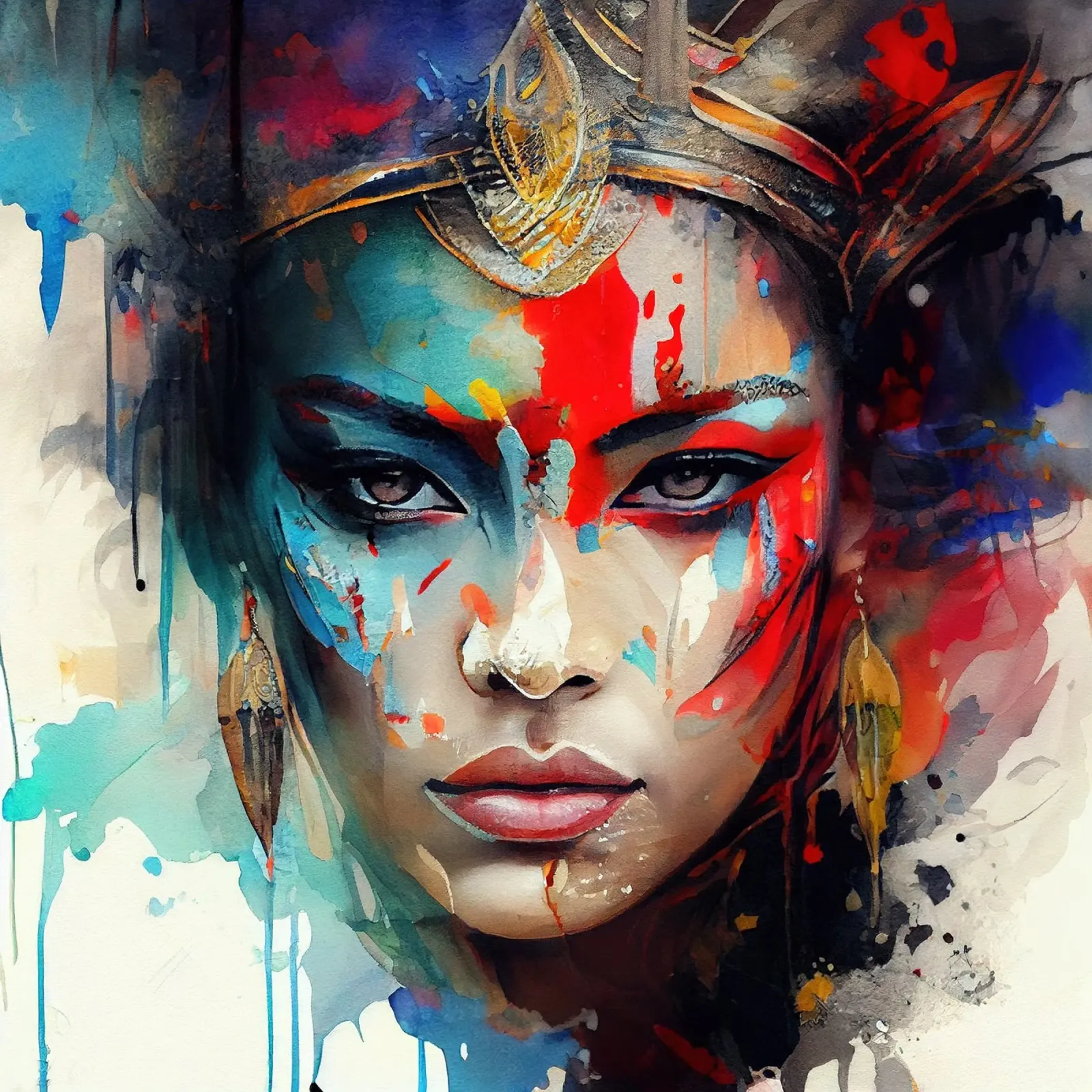 Mujer asiática poderosa lienzo con Marco flotante de Chromatic Fusion Studio