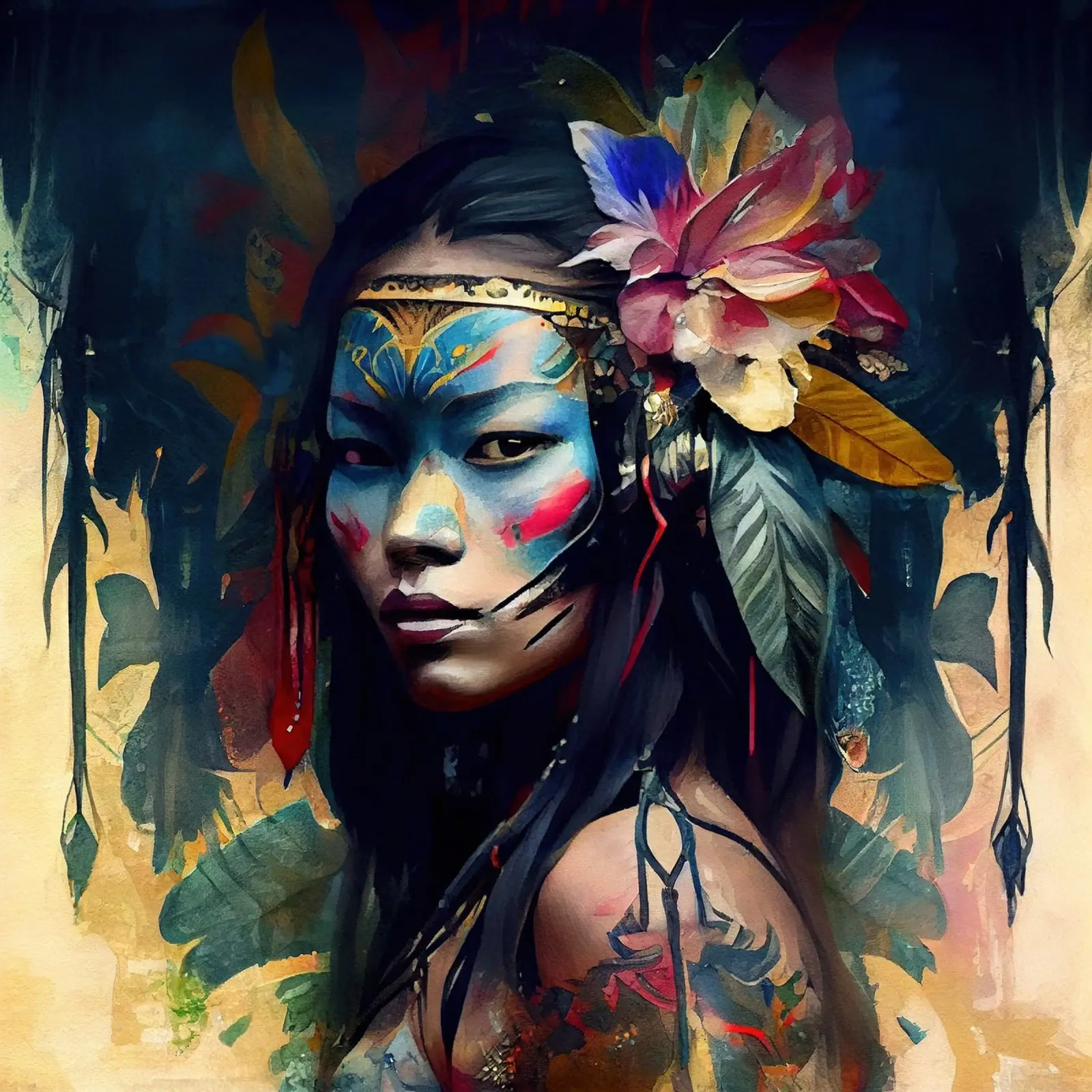 Donna asiatica potente tela da Chromatic Fusion Studio