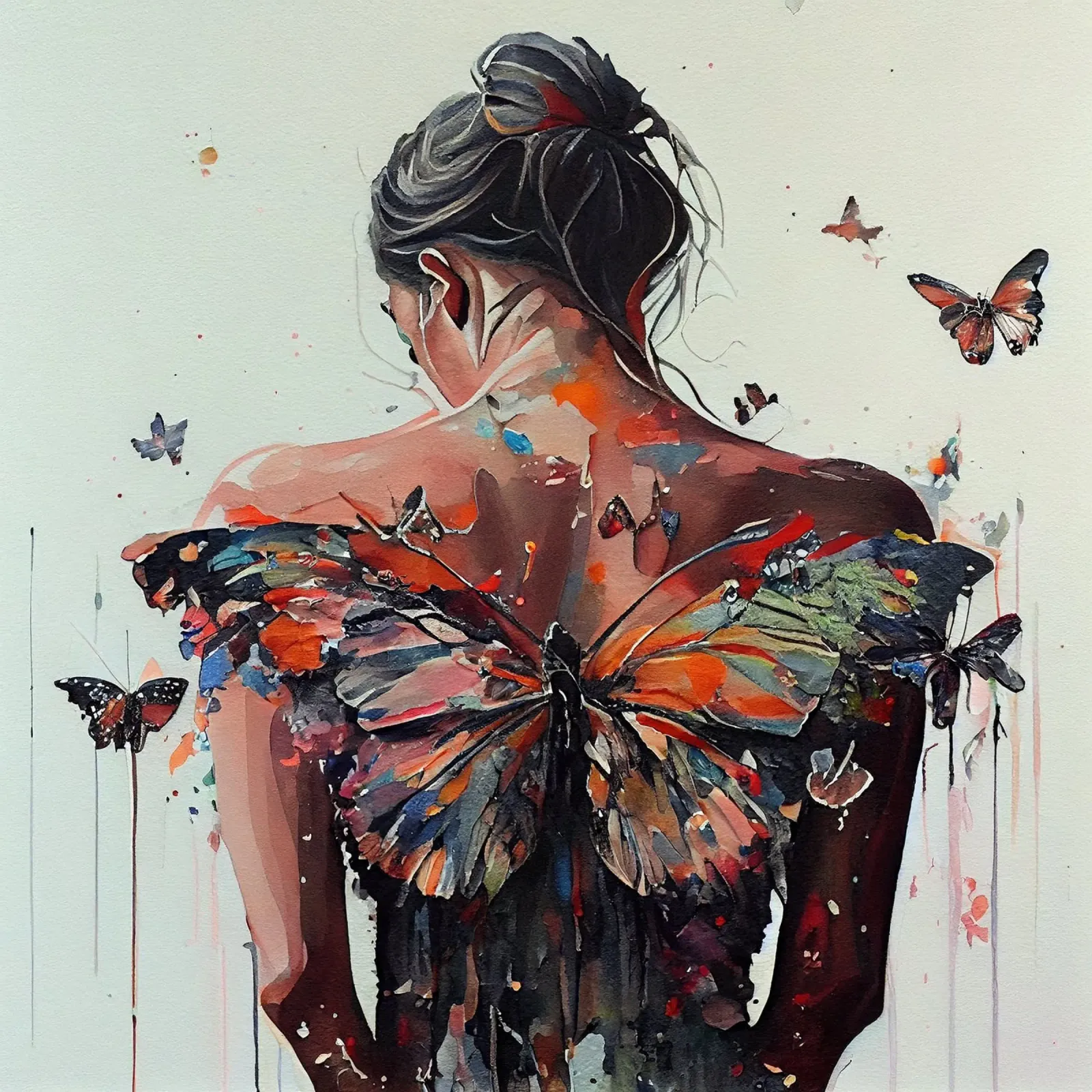 Potente cuerpo de mujer mariposa aluminio dibond de Chromatic Fusion Studio