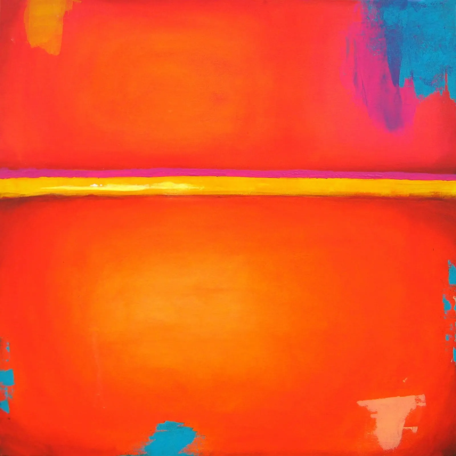 Vue sur l'été - Jaune Orange Bleu Art abstrait hahnemühle de Petra Lang