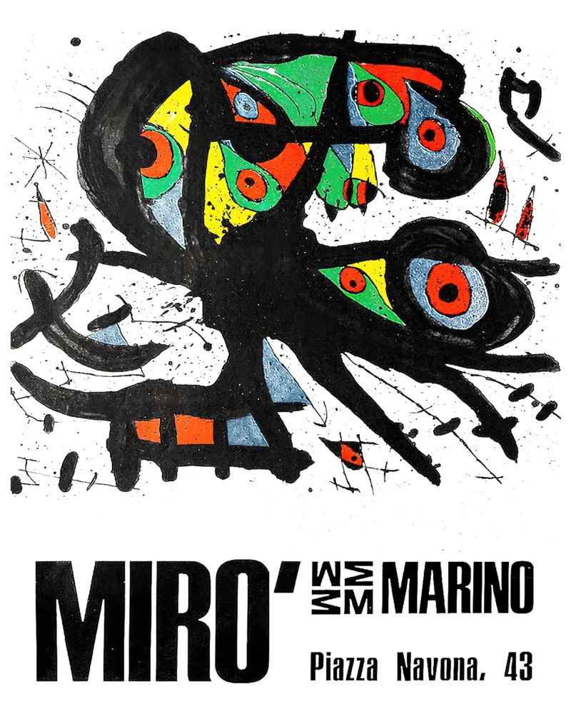 Joan Miro Tentoonstellingsaffiche piazza navona canvas met Baklijst van khanrosie