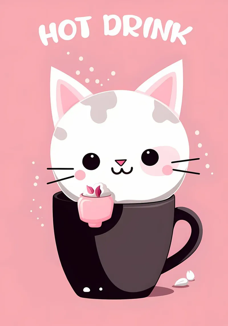 cat hot drink coffee cup whiskers hahnemühle by Dale Edward YoungJr